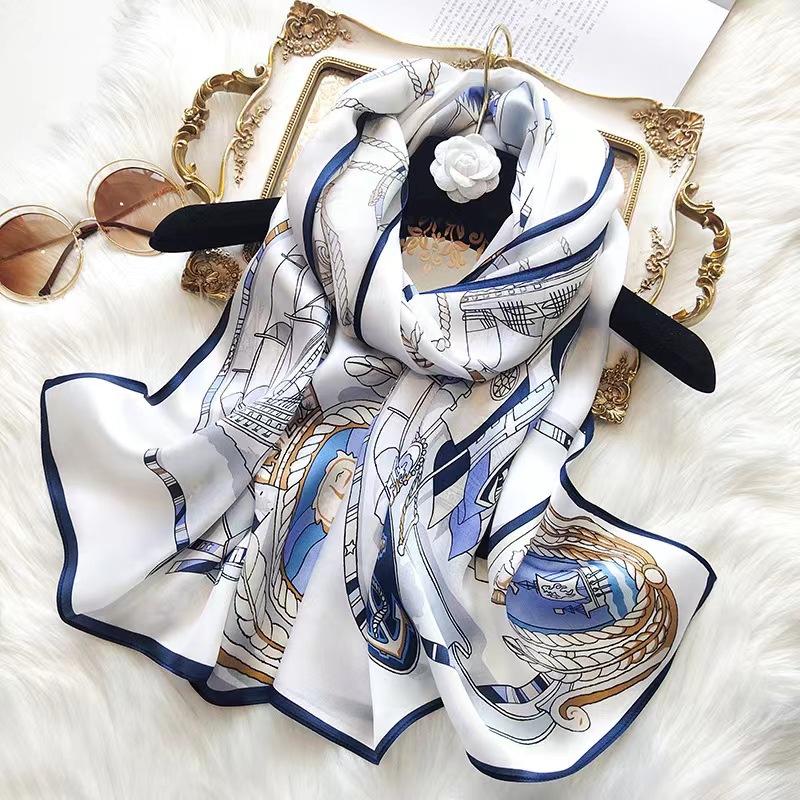 Весна/лето Новый женский шелковый шарф 90 * 90 см Имитация шелкового твила квадратный шарф Модный принт большой квадратный шарф профессиональный шарф