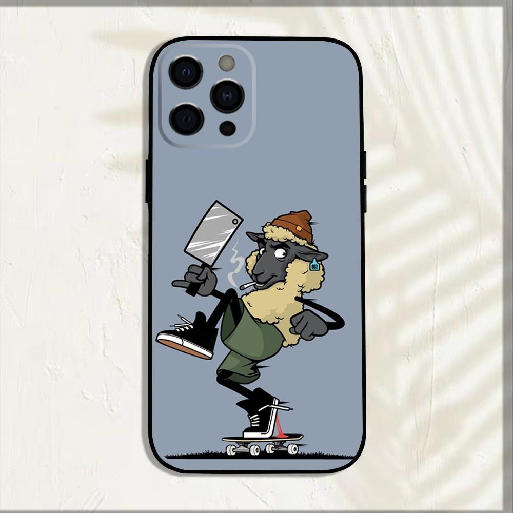 Cartoon Cute Goat Phone Case For iPhone 16,15,14,13,12,11,Pro,X,XS,Max,XR,Plus,Mini Soft Black Cover