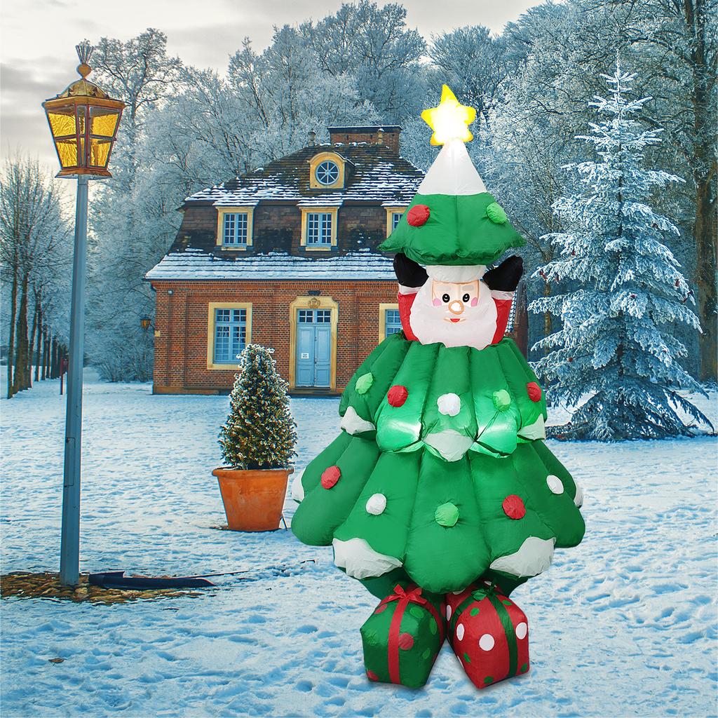 6-футовый рождественский надувной Санта-Клаус, подъемный, в форме рождественской елки, светодиодный надувной Санта-Клаус, надувной реквизит