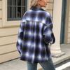 Женская свободная повседневная клетчатая шерстяная куртка с длинными рукавами и лацканами, модная куртка