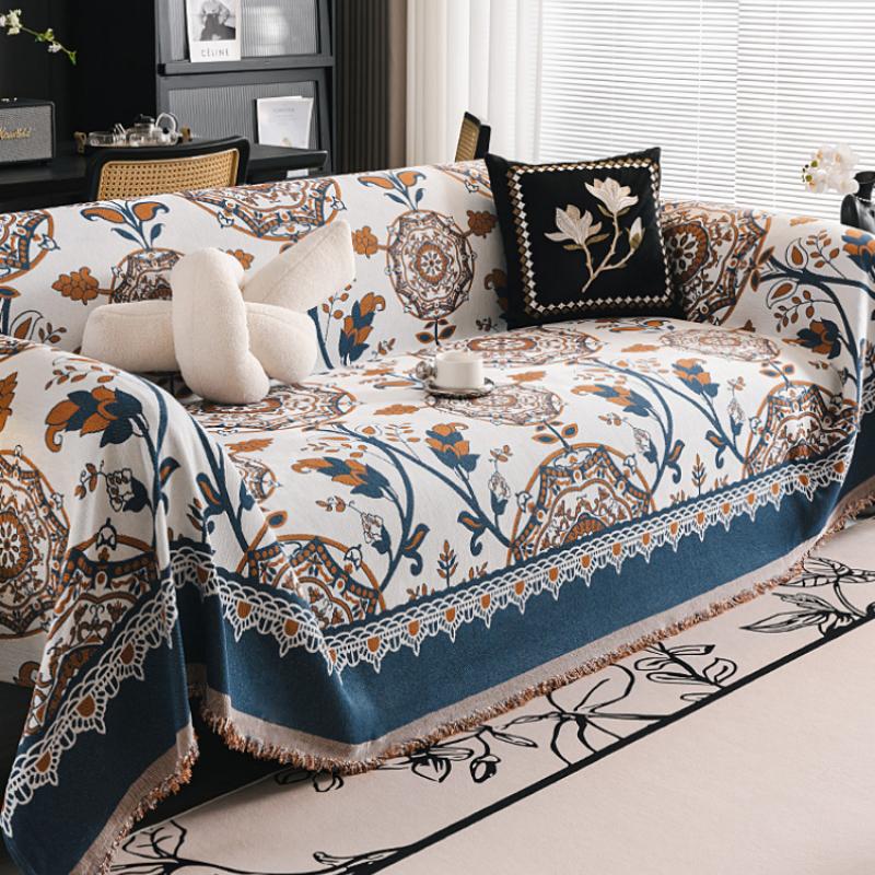 Эксклюзивное винтажное полотенце для дивана из ткани шенилл в американском стиле, чехлы для дивана, пылезащитный чехол для декора гостиной, пригодные для машинной стирки