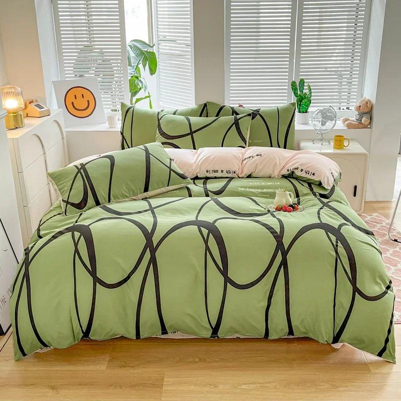 Комплект постельного белья с рисунком кролика Kawaii Bunny, ботанический цветочный принт, наволочка для одеяла, 4 шт., мягкий стираный хлопковый комплект постельного белья с рисунком из мультфильмов