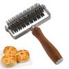 Stainless Steel Pizza Dough Lattice Roller Cutter with Wooden Handle Grid