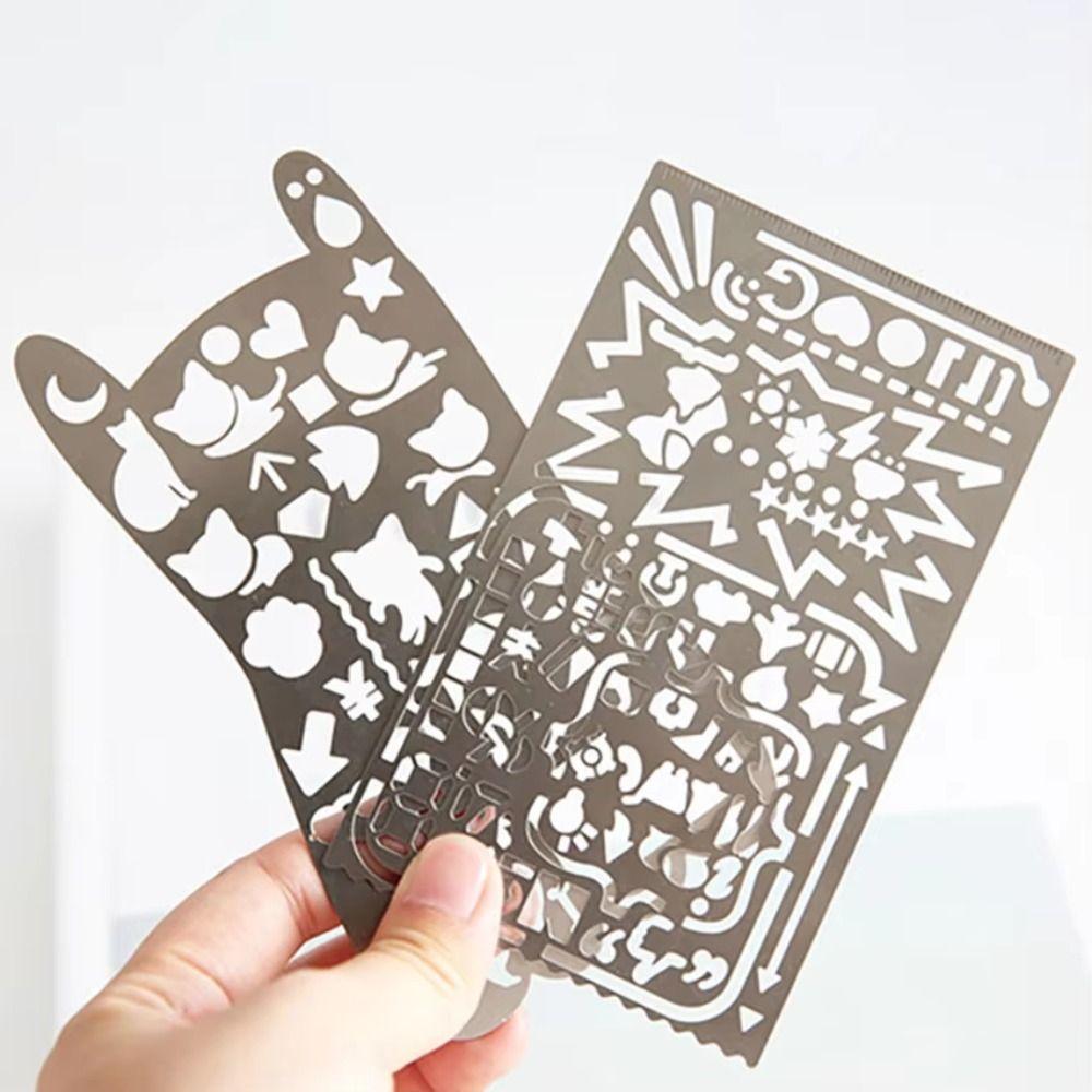 Stainless Steel Template Ruler School Projects Drawing Template Ruler Gift Stationery