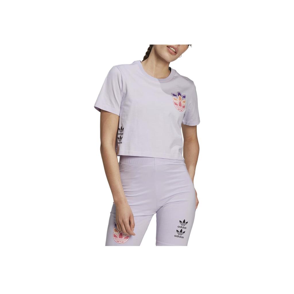 Adidas Originals Logo Play Tee Women Tops Light-Purple H22754