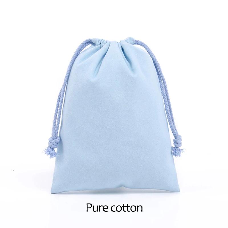 Cotton Cloth Gift Packaging Bag Drawstring Storage Bags White Canvas Bags for Candy Reusable Pouch Home Sundries Organize Sacks