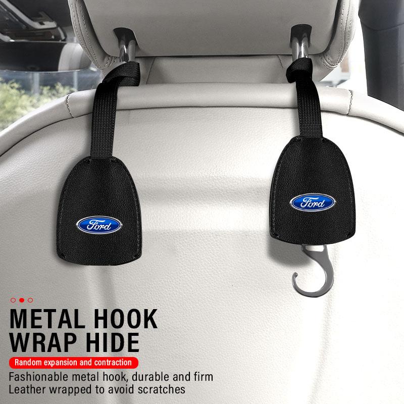 1/2pcs Leather Car Seat Back Hooks Portable Hanging Bag Rack For Ford Focus Mondeo Kuga Fiesta MK7 Escort Explorer Edge 2 4 MK2 MK4