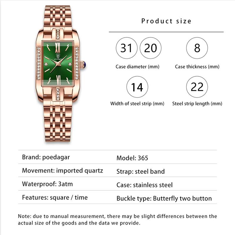 Swiss Brand POEDAGAR Watches Women's Fashion Design Quartz Wristwatch Waterproof Stainless Steel Clock Luxury Women Watch