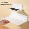 1pc Foldable Wall-mounted Shelf For Bathroom Toilet Kitchen Bedside No Drilling Phone Storage Wifi Router Storage