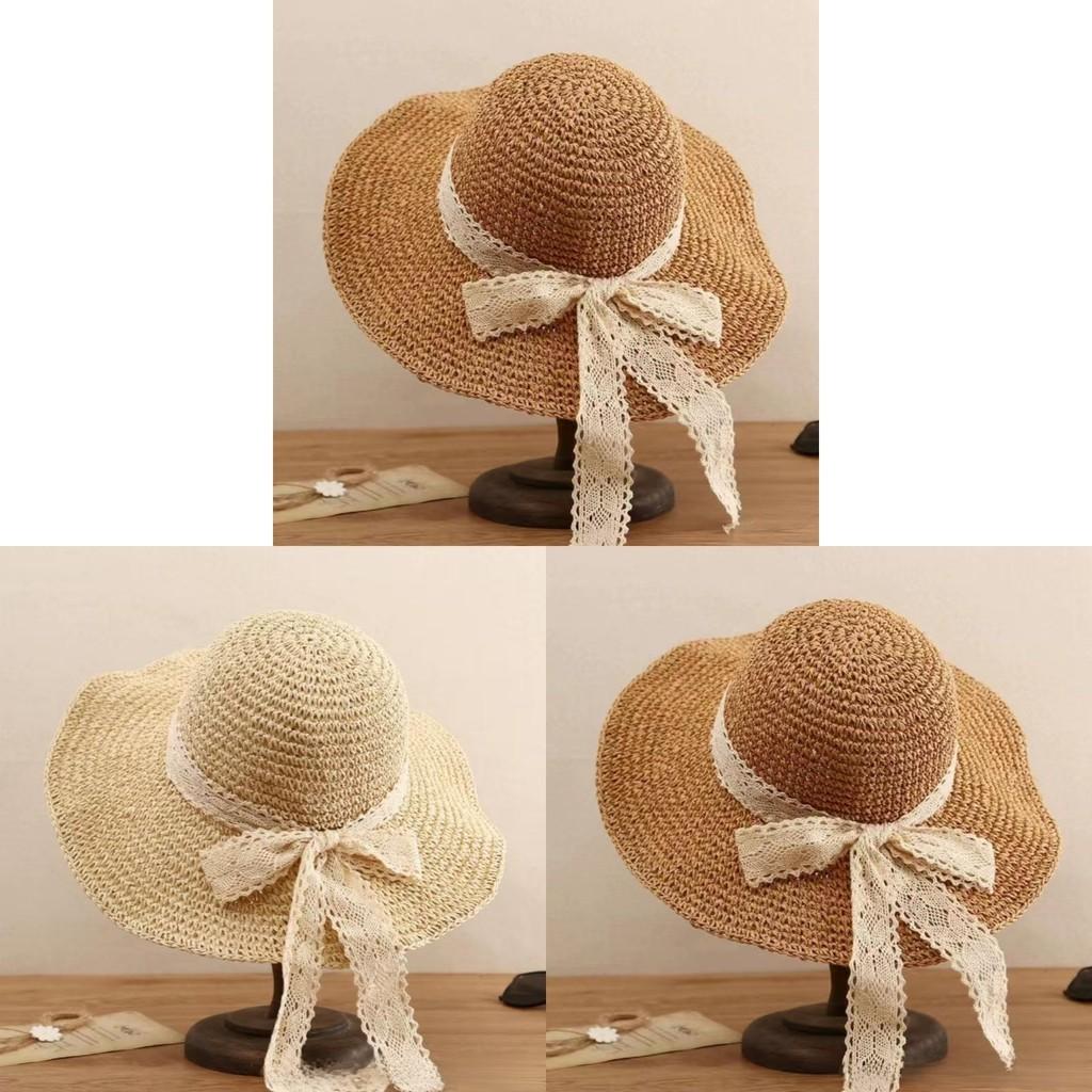 Beach Sun Hat For Women Round Top Wide Brim Straw Hat With Breathable Design
