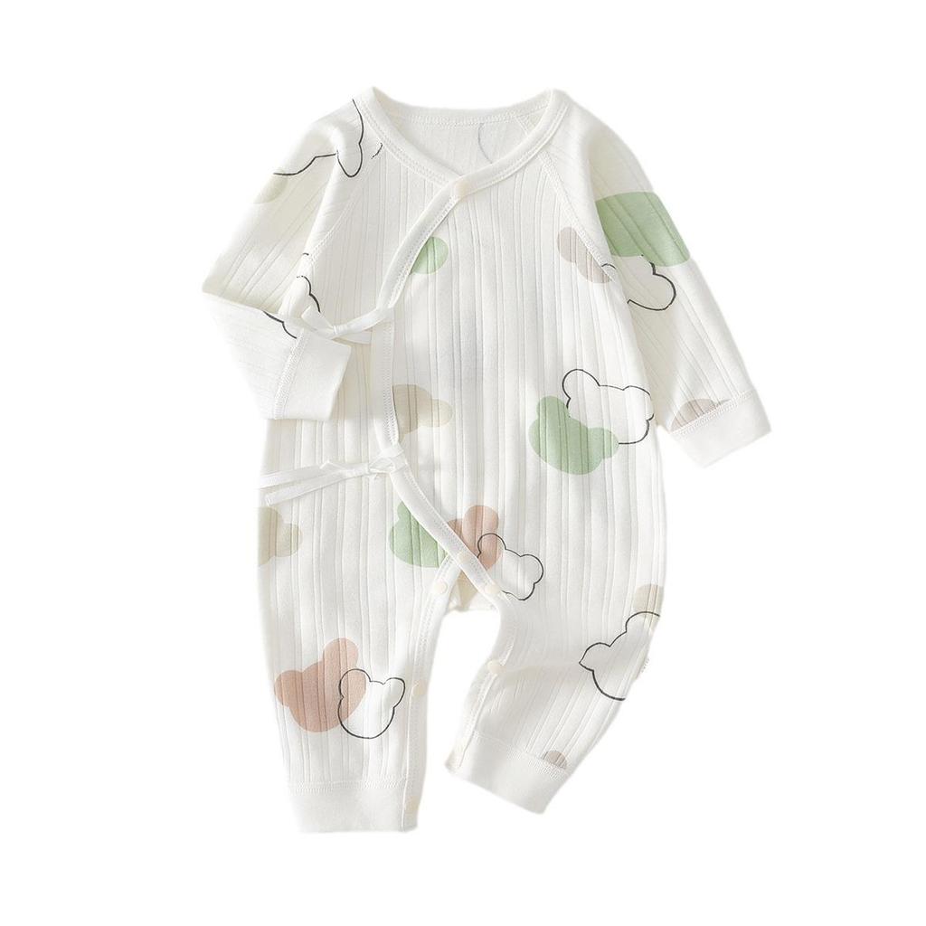 Комбинезон с длинным рукавом из чистого хлопка для новорожденных: Круглогодичный боди без костей для мальчиков и девочек