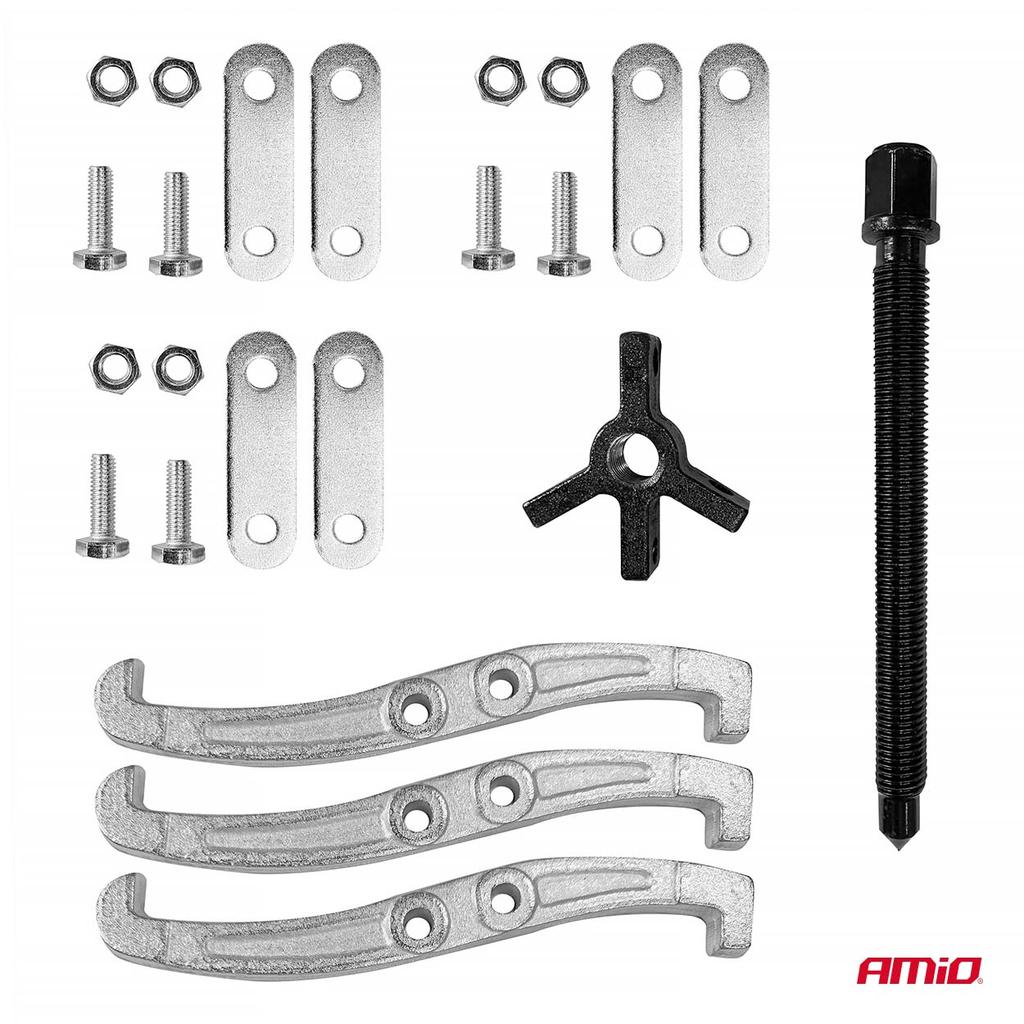 Set of three-arm pullers for bearings, pulleys, gears and flywheels AMIO-04755