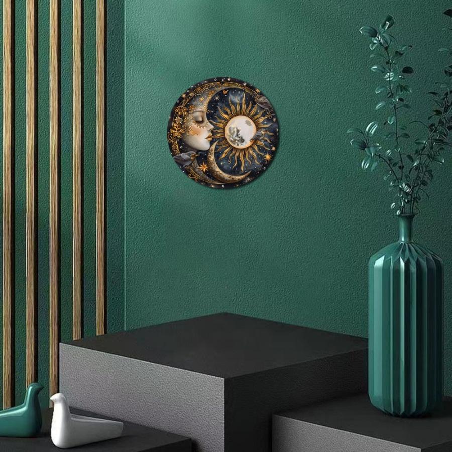 New Acrylic Double-sided Painted Sun Moon Disc Pendant Bedroom Window Easter Holiday Pendant