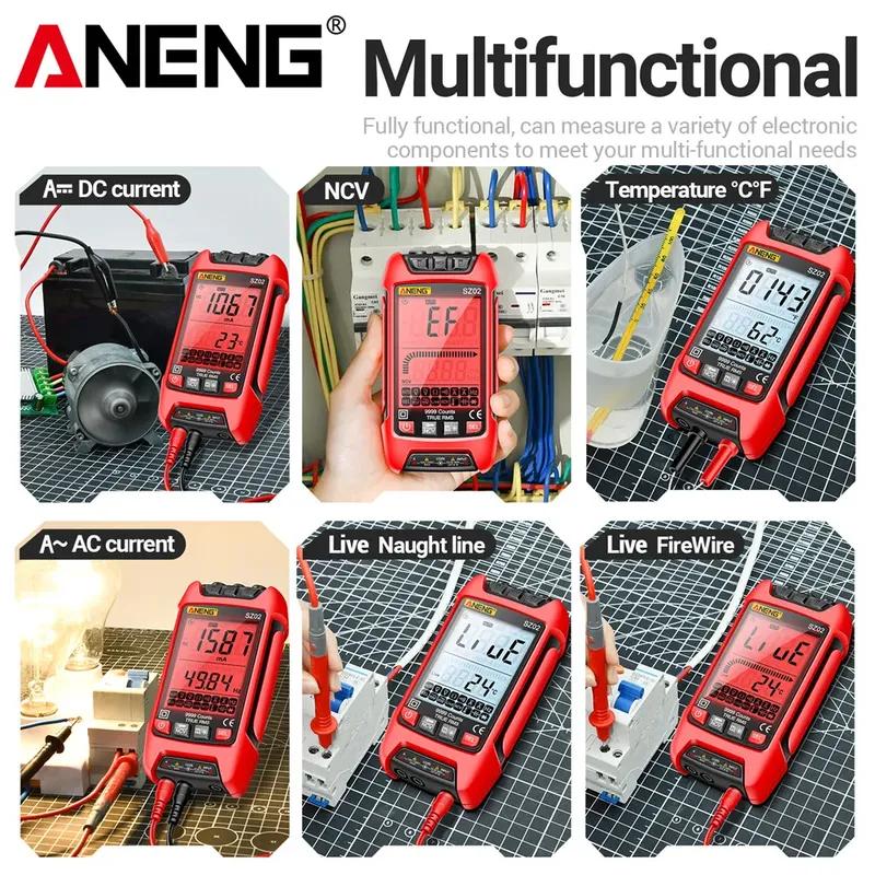 ANENG SZ02 Digital Multimeter Smart AC/DCVoltage Capacitance Meter 6000 Counts Auto Electrical Temp Resistance Transistor Test