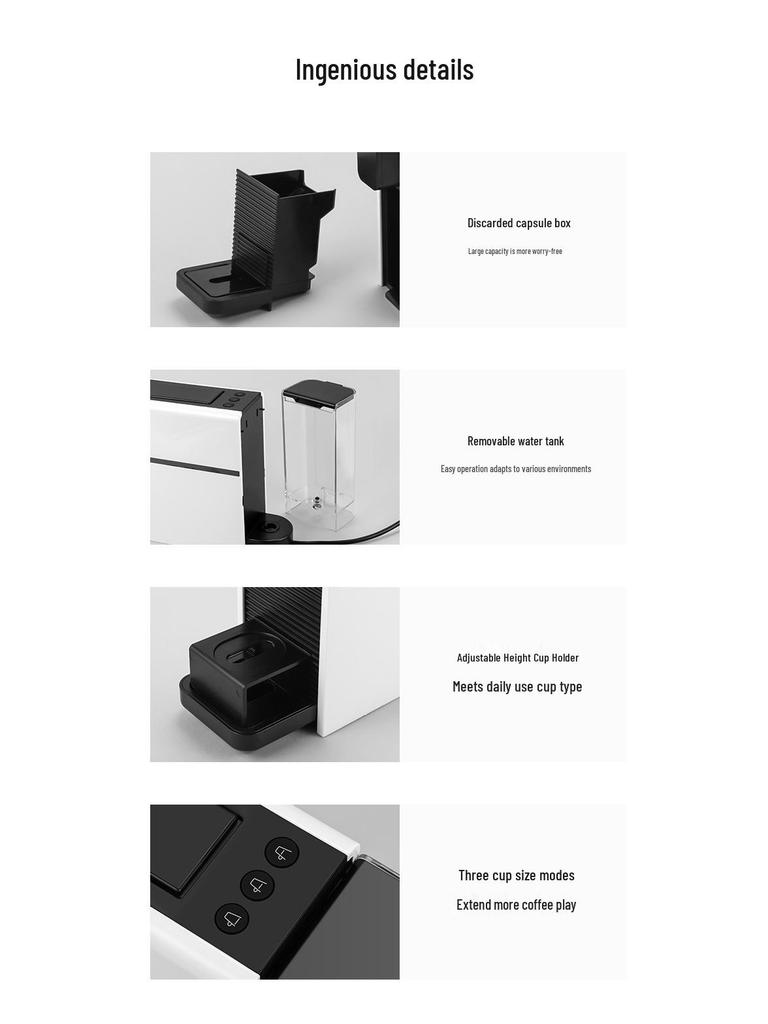 New Nespresso Capsule Coffee Machine: Automatic, High-Pressure Extraction for Home and Office