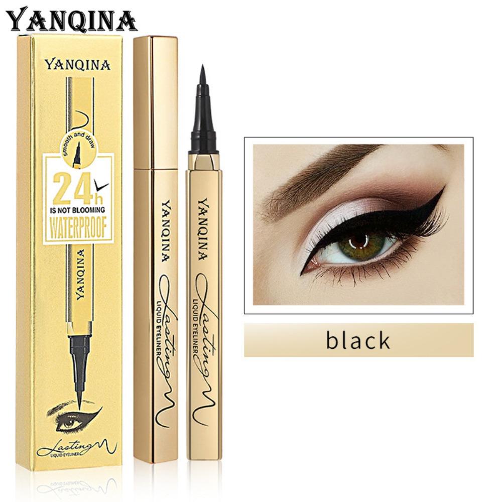 Золотая подводка для глаз YANQINA, стойкая, не размазывающаяся, жидкая подводка для глаз против пота для больших глаз, быстросохнущая и водостойкая