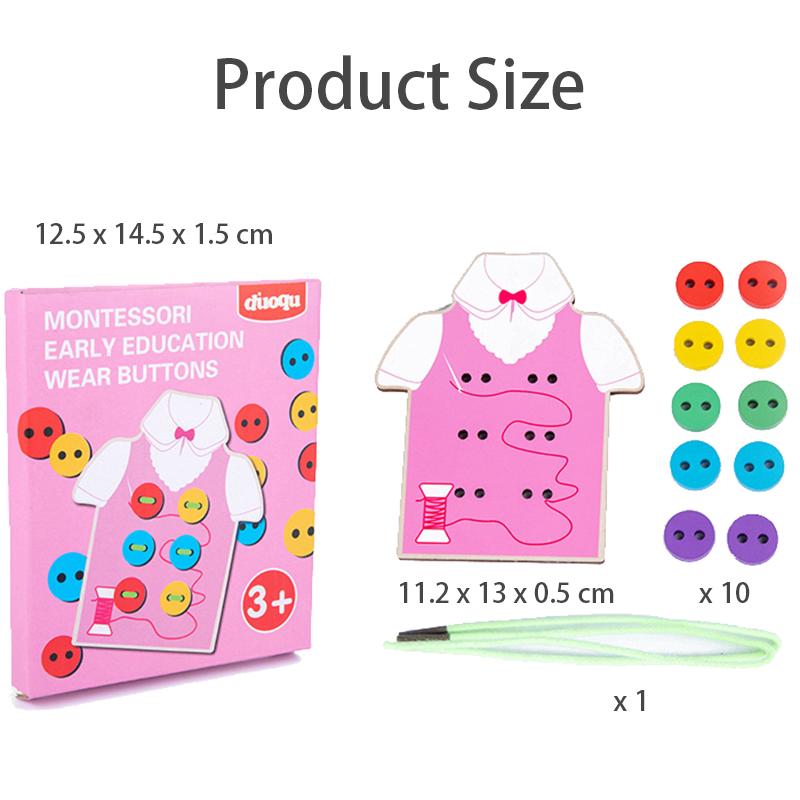 Детская деревянная доска для нанизывания, обучающие игрушки Монтессори, игра с пуговицами для шитья, развивающие игрушки для базовых жизненных навыков, тренировка мелкой моторики