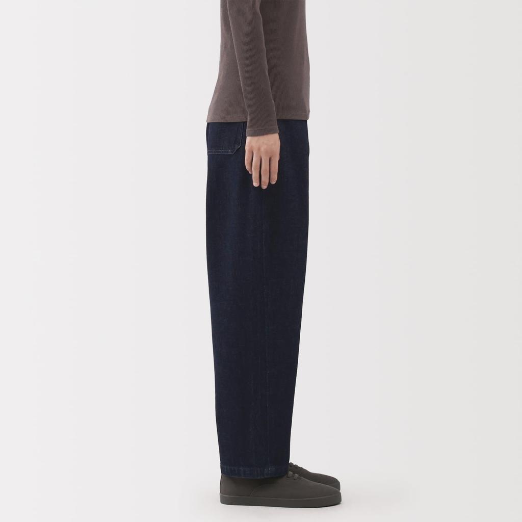 MUJI Джинсы-бочки из денима с добавлением капока, темно-синие, размер S, женские, (BE1YFA5A)