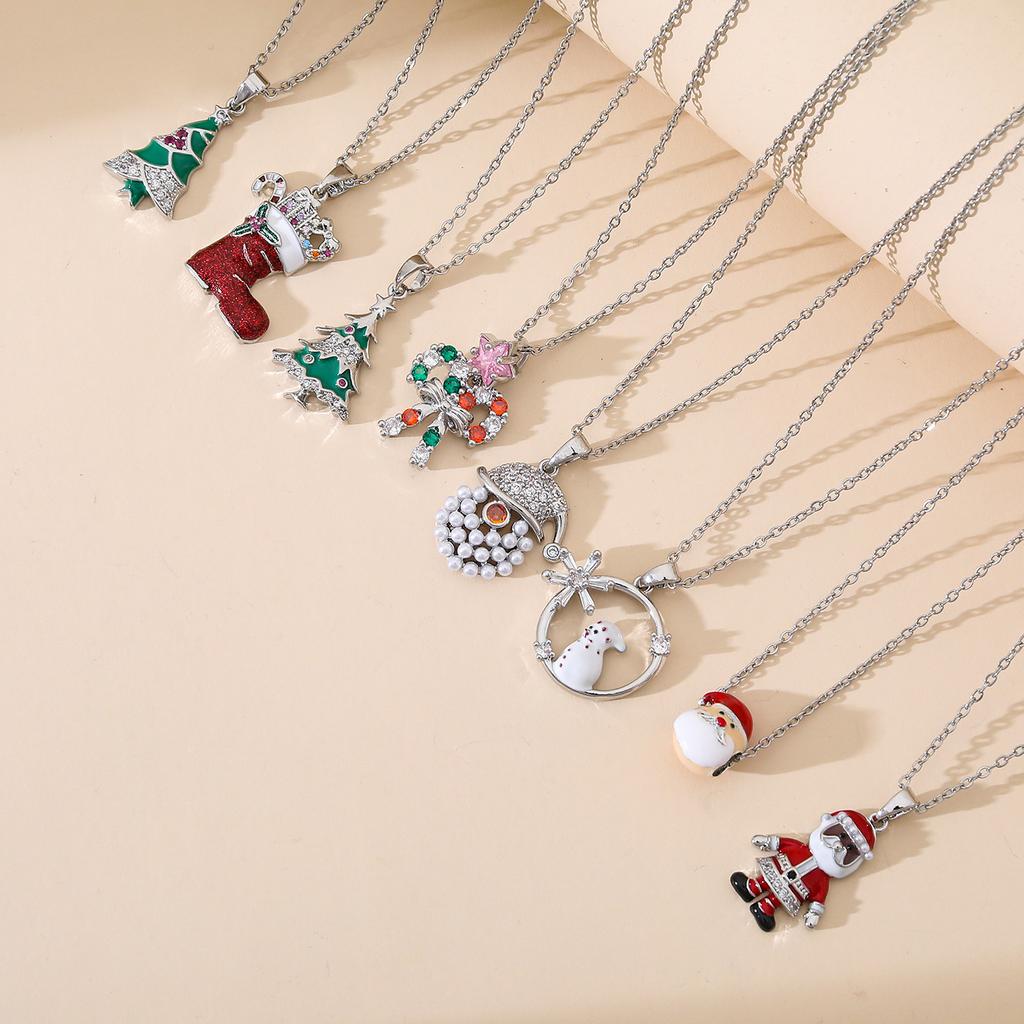 European Hot Sale Christmas Series Pendant Necklaces Light Luxury Gift TungstenCross Chain Necklaces