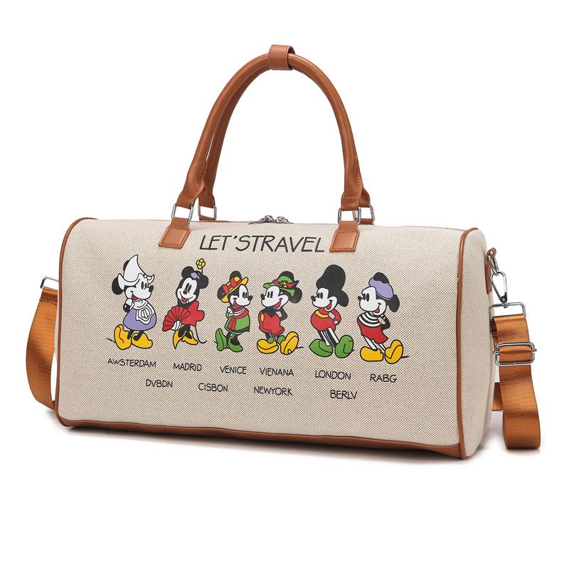 Корейская мультяшная женская парусиновая сумка большой вместимости для спорта и путешествий