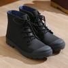 Fashion Winter Warm Rain Boots Men Fashion Lace-Up Motorcycle Outdoors Rain Boots Camping Fishing Shorts Shoes Waterproof Rain Women