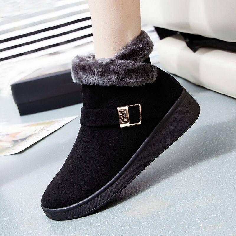 Зимняя повседневная обувь из хлопка, красная, теплая и удобная, вельветовая, нескользящая, на плоской подошве, с мягкой подошвой, детские сноубутсы