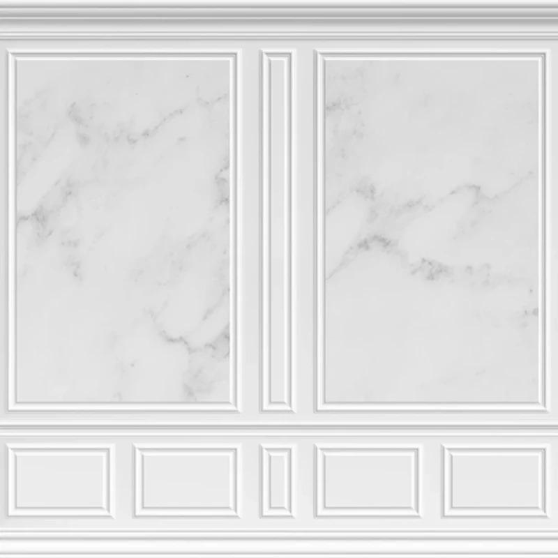 Custom 3D Mural Wallpaper European Style White Marble Pattern Fresco Living Room Sofa TV Background Photo Wall Paper For Bedroom