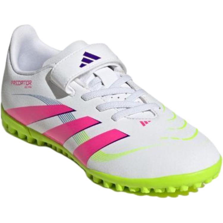 Adidas Predator CLUB Anti Slip Wear Resistant Low Top Kids' Soccer Shoes White/Light Pink/Light Lemon Kids' Sneakers ID3808