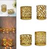 Золотой железный полый подсвечник Креативный резной подсвечник с цветочным узором Подставка Настольный декоративный домашний декор