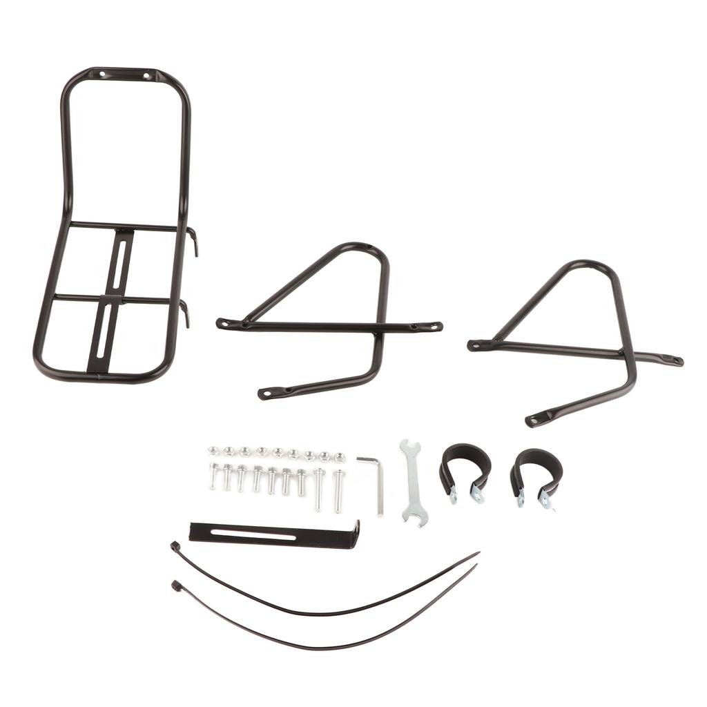 Bicycle Front Rack Steel Cycling Front Bracket Luggage Shelf Cargo Rack 25x15x15cm Carrier Bracket Black