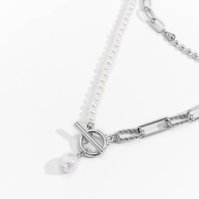 Модное длинное круглое ожерелье с бусинами в стиле ретро с индивидуальной пряжкой из жемчуга