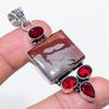 Natural Noreena Jasper, Garnet 925 Sterling Silver Jewelry Pendant 2.52" a4J21