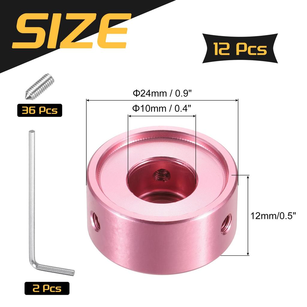 Uxcell 12pcs Foot Switch Guitar Pedal Button Metal Foot Switch Top Covers for Guitar Effect Pedal Pink Toppers, Caps, 3/8" Buttons,