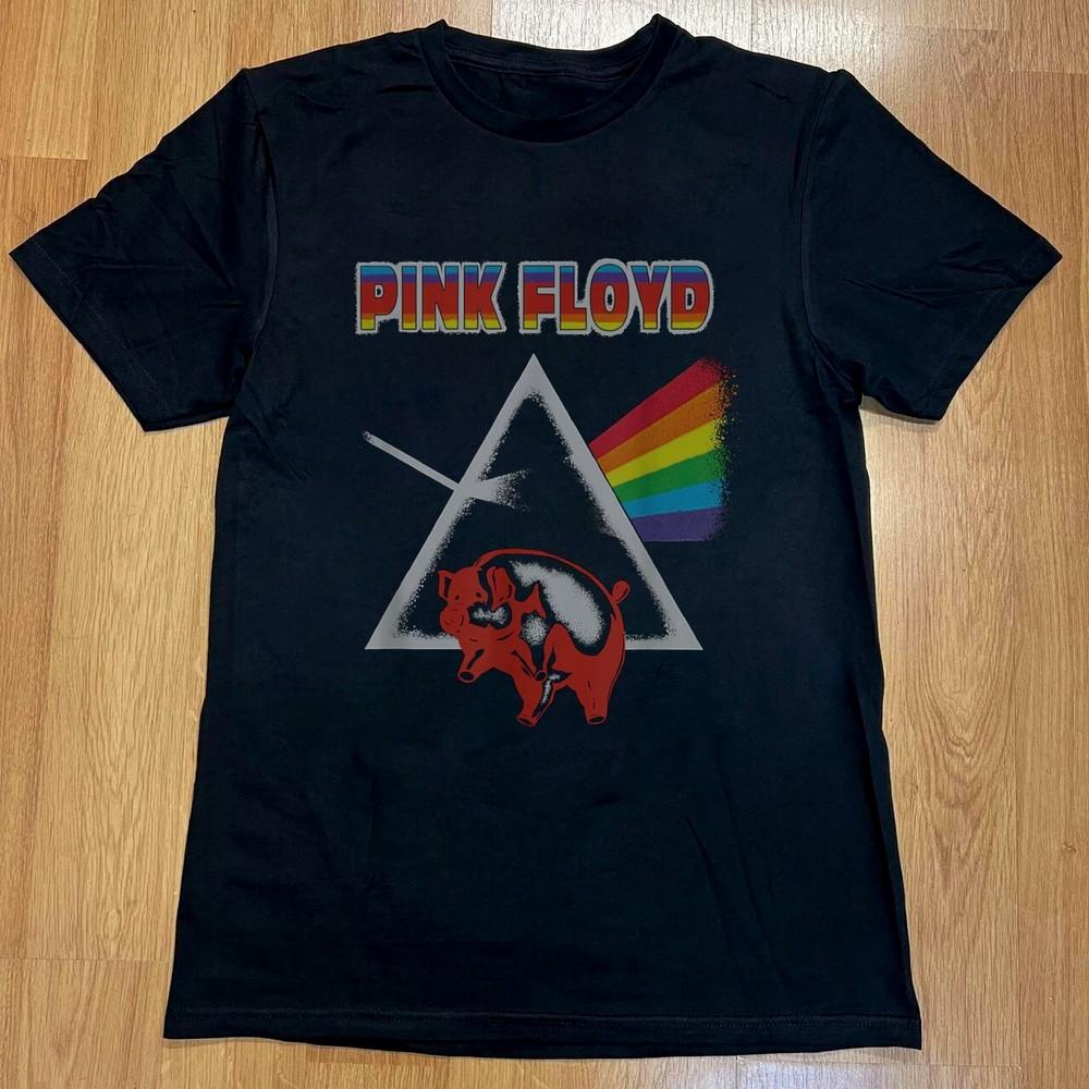 Pink Floyd Темная сторона Луны Призма и Свинья Унисекс Черная футболка, Размер S-5XL Унисекс Футболка