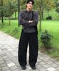 Широкие хлопковые брюки Jikeulib Black с изогнутой линией кроя