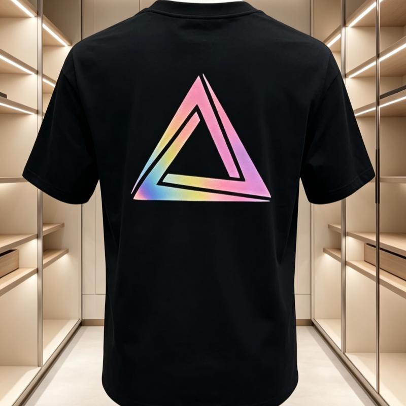Triangle Colored Printed Cotton Short Sleeved Tshirt Summer Fashion Brand Street Harajuku Tshirt For Young Unisex And Wounisex