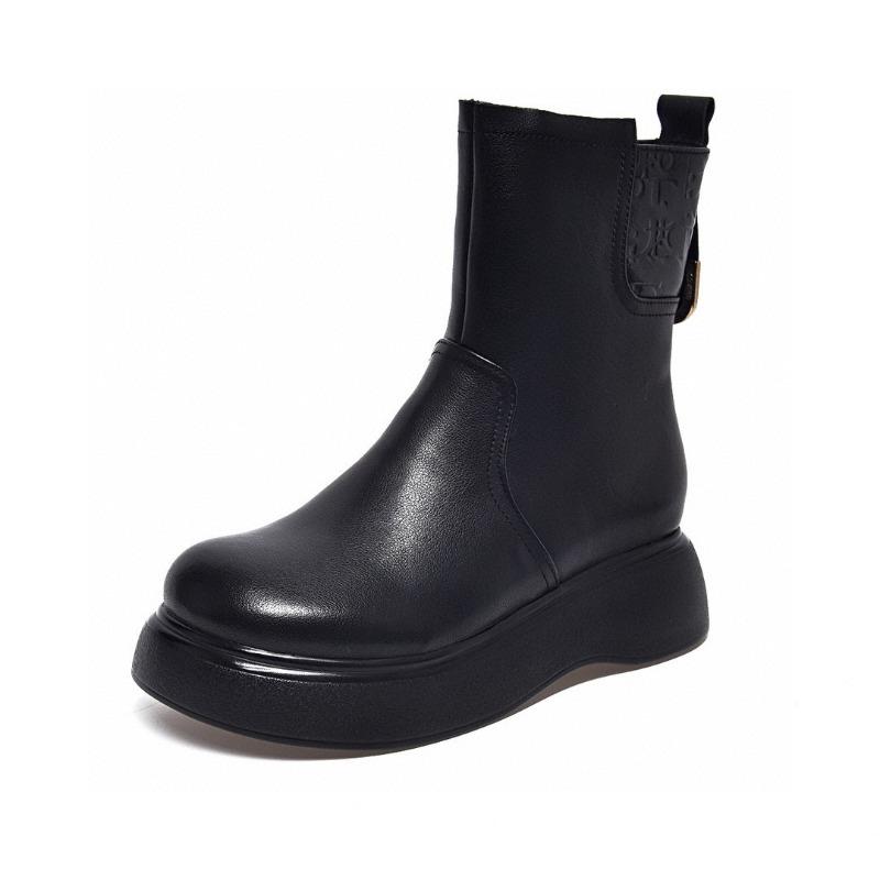 Ботинки Martin Женские ботинки Кожаные ботинки Сапоги с толстой подошвой до середины голени Хлопковые ботинки