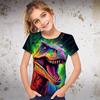 Girls' 3D Graphic Animal Dinosaur T Shirt Tee Short Sleeve 3D Print Summer Spring Active Fashion Streetwear Polyester Kids 3-12 Years Outdoor