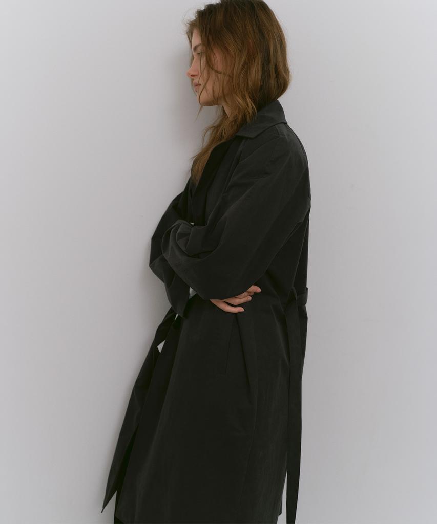 CACELE Panel Front Trench Coat, Charcoal