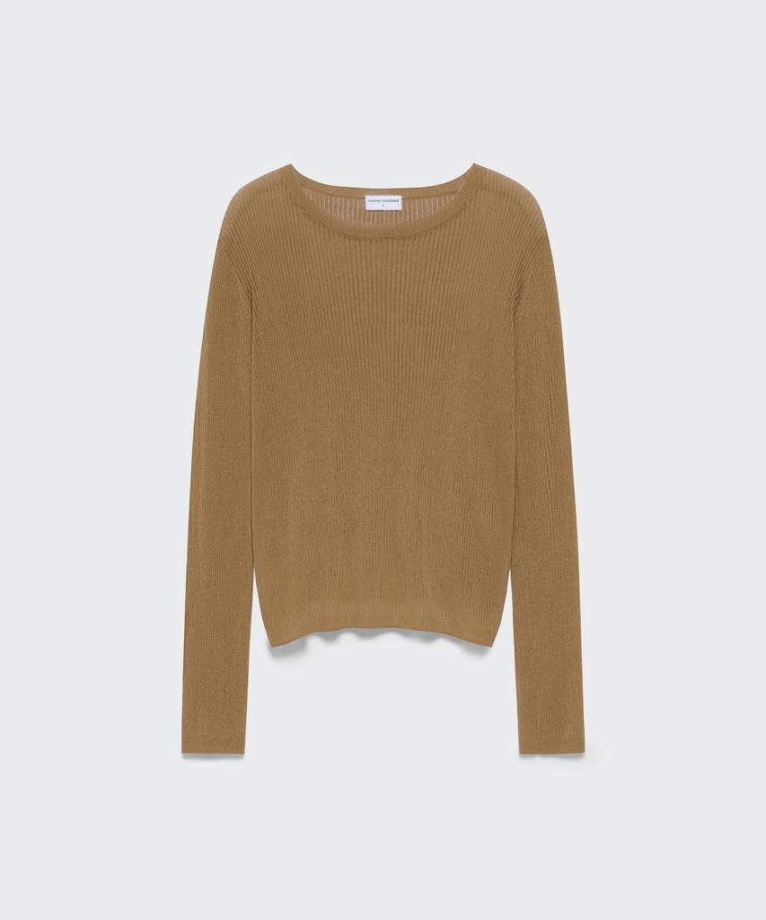 MUSINSA STANDARD WOMAN Женский тонкий фактурный трикотаж из смесовой льняной пряжи [Светло-коричневый]