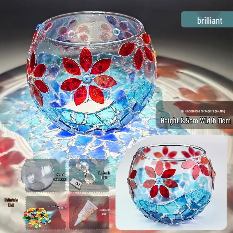 Набор для изготовления подсвечника из стеклянной мозаики: Развивающая игрушка ручной работы для родителей и детей на День защиты детей