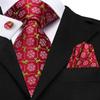 Hi-Tie Dark Gold Plaid Jacquard Mens Silk Tie Classic Necktie Cufflink Hanky Set