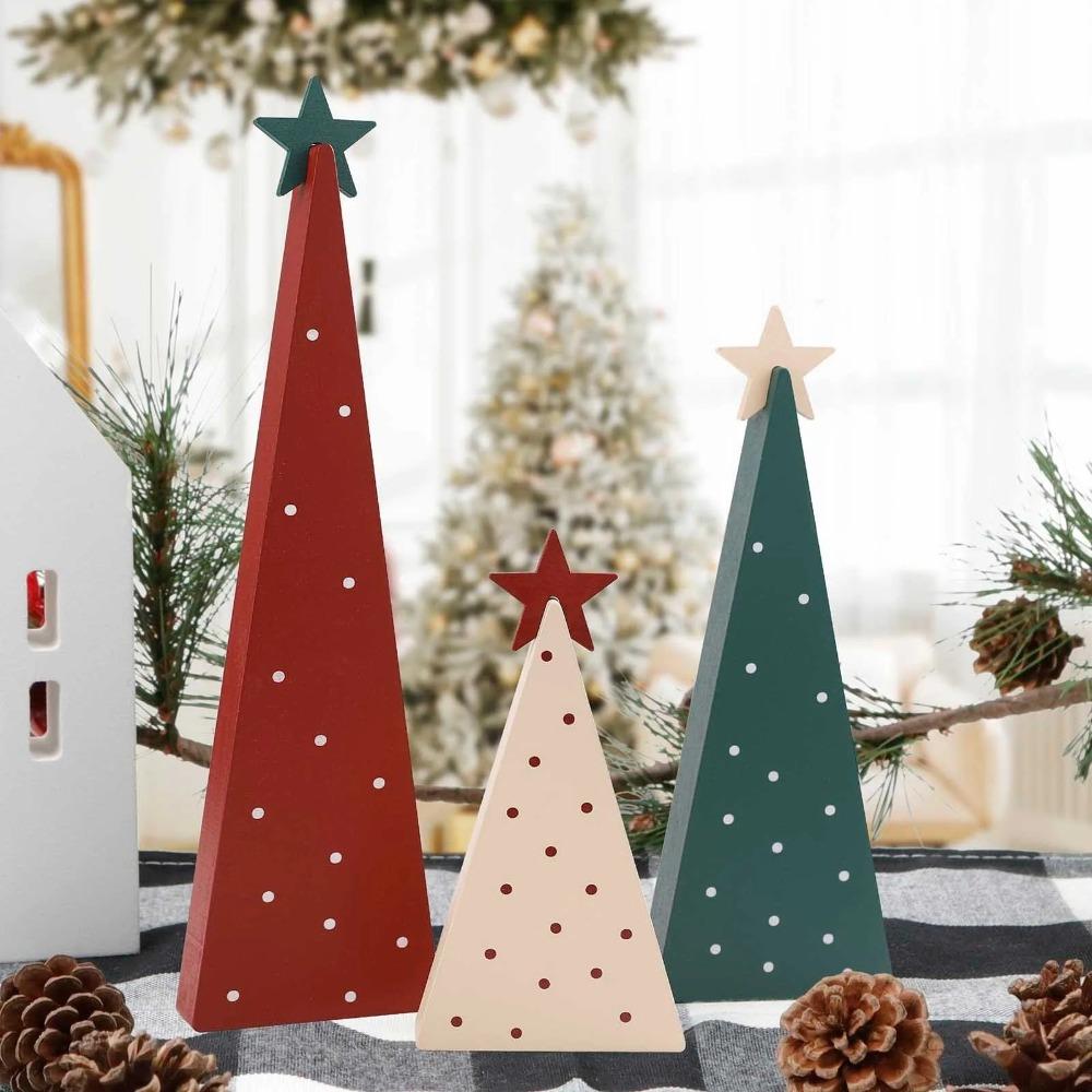 3Pcs/set with Star Topper Christmas Tree Ornament Dotted Desktop Decoration Craft