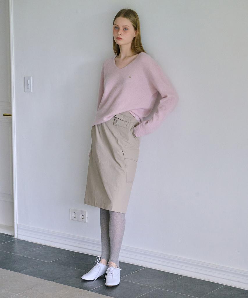 AHWE Cashmere Wool Blend V-Neck Knit_Baby Pink