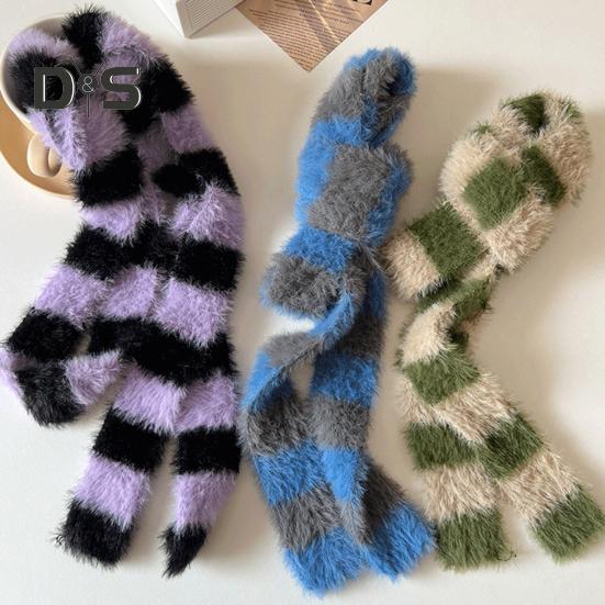 Women Long Scarf Color Block Striped Print Thin Long Scarf Cold Weather Scarf Neck Wrap Fashion Accessory