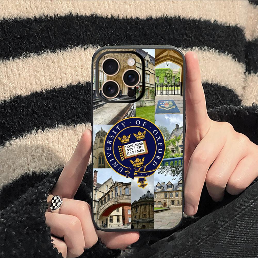 Чехол для телефона с дизайном в стиле Оксфордского университета Для iPhone 17 16 e 15 14 13 12 Plus Mini Pro Max Мягкий черный Ударопрочный чехол