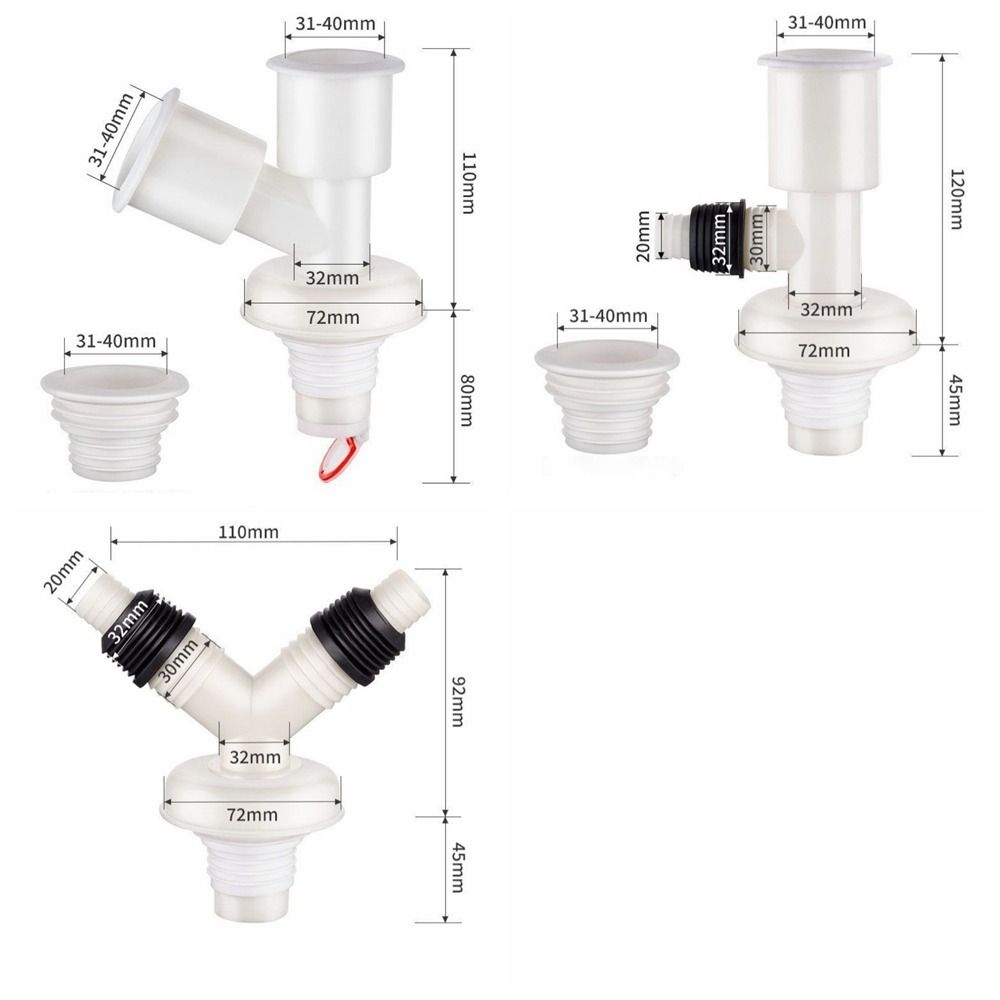 Dual-Interface Floor Drain Joint Dual-Purpose Drain Pipe Tee Washing Machine Drain Tee  Bathroom