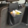 Leather Car Garbage Can Foldable Auto Trashes Can Large Capacity Storage Organizer Waterproof with Lid for Car Vehicle