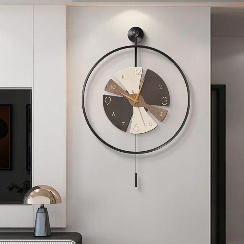 Living Room Decoration Wall Clock Home Decor Luxury Art No Punching Dining Room Wall Decoration Pendulum