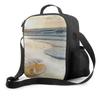 Seashell Beach Sand Insulated Lunch Box for Kids Portable Lunch Bags with Adjustable Shoulder Strap Reusable Cooler Tote Bag